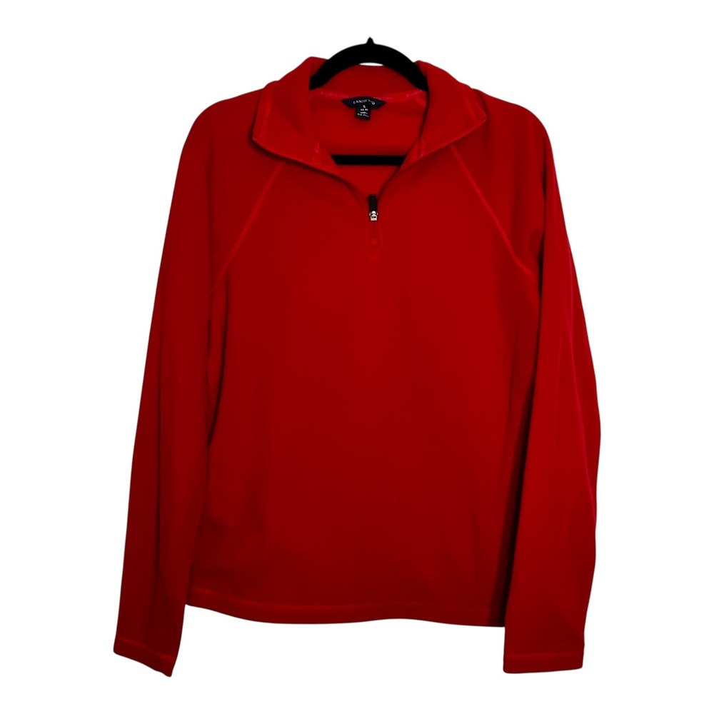 Lands End Mens Red ThermaCheck Fleece Quarter Zip Pullover Sweater Small 34-36 - Picture 7 of 7